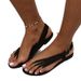 Summer Foreign Trade Plus-size European And American Style 2021 Women's Thong Buckle Flat Side Cutout Fashion Sandals_vogvips.com