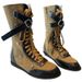 Women Boxing Boots Lancui Version Boxing Boots~ Lace-Up Side Zipper Genuine Leather Belt Buckle Short Martin Flat Fashion Boots_vogvips.com