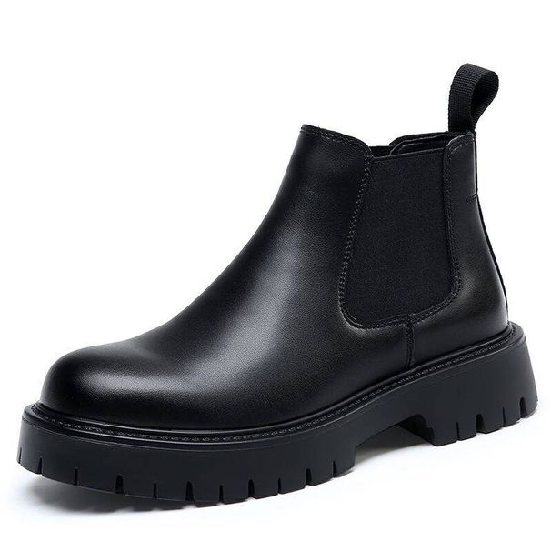 Chelsea British Style Genuine Leather Wool Integrated Height-Increasing Men's High-End Short Work Boots_vogvips.com