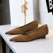 6300 Korean-style Fashionable Low-heeled , Pointed Toe, Shallow V-cut, High-end Suede Professional Wedge Shoes For_vogvips.com