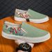 Men's Breathable Slip-On Canvas Shoes With Rubber Sole For Summer Casual Wear, Comfortable Lightweight Loafers With Elastic Band_vogvips.com