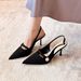 Wide Wedding Suede Pointed Toe French Style Closed Back Sandals Shallow Sexy One Strap Single Heel Shoes Women_vogvips.com