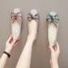 Women's Summer Bowknot Flats, Flat Square-Toed Shallow Slip-On Loafers, Elegant Gentle Shoes For Spring And Autumn_vogvips.com