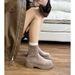 Gravity Suede Thick Heel Slim French Style Short For Women 2025 New Autumn And Winter Single Boot Temperament Round Toe_vogvips.com