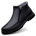Men's Head Layer Casual Men's Leather Boots Side Zipper Cotton Boots Breathable Martin Boots Low Heel Leather Boots Men's Shoes_vogvips.com
