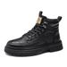 European Warm Series Ultra-fiber Leather High-top Black Work Casual Short British Style Fashion Cold-adhesive Martin Men's Boots_vogvips.com