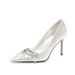 Women's Elegant High Heels French Style Satin Finish Pointed Toe Rhinestone Embellished Shoes For Formal Occasions And Weddings_vogvips.com