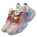 Women's Rainbow Stripe Casual Sports Summer Mesh Fashion Flat Beach And Leisure Holiday Lace-up Running Shoes For Ladies_vogvips.com