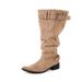 Women's Niche Design Pointed Toe Oversized High Heeled Boots Retro Western Cowboy Chunky Heel Tall Boots For Spring_vogvips.com