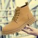 Big Yellow Boots Martin Boots Fleece Thermal Short Boots Medium Tube Large Size Boots Leather Splicing Casual Boots_vogvips.com