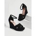 The New Summer Vintage Suede Cross Strap Black Peep-toe Sandals_vogvips.com