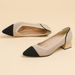 Breathable Knit Peep-Toe Chunky Heel Slip-On Shoes – Lightweight & Comfortable For Women (Plain Beige Black / Lace Beige Black)_vogvips.com