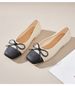 French-style Elegant Women's Shoes For Spring Autumn, Vintage Woven Patchwork Ballet Flats With Bow And Square Toe_vogvips.com