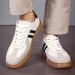 Large Size Cowhide German Training Board Shoes Men's Color Matching Contrasting White Shoes Casual Sports Shoes_vogvips.com
