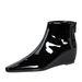 6632-1 Korean Style Fashion Versatile Hidden Wedge Heel Shiny Patent Leather Short Slimming Women's And Ankle Boots_vogvips.com