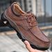 Men's Work Shoes, Autumn, Soft Sole, Anti-Slip, Thick Sole, Versatile Lace-Up, Outdoor Casual Men's Shoes, Casual Leathe_vogvips.com