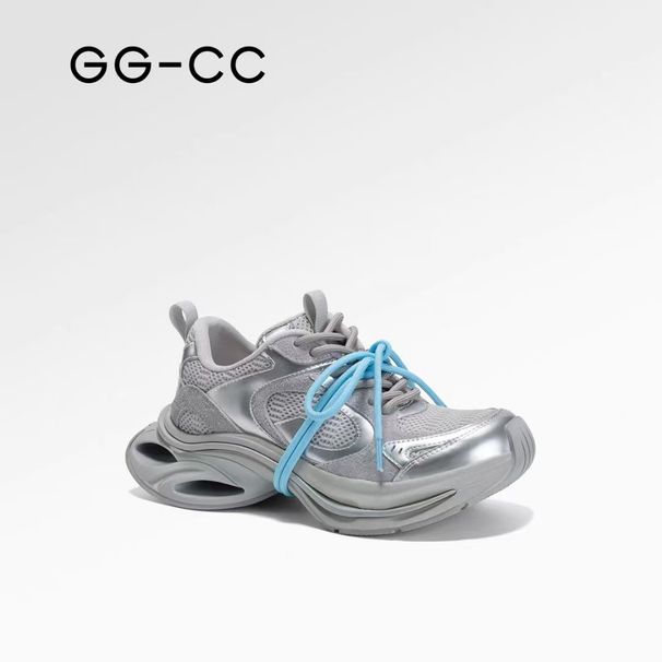 Yang Chaoyue Same Style GGCC Interstellar Journey 2025 Spring New Thick-Soled Dad Shoes Silver Women's Sneakers_vogvips.com