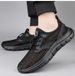 Men's Shoes Solid Color Round Head Low-top Mesh Casual Shoes Men's Elastic Band Sports Shoes_vogvips.com