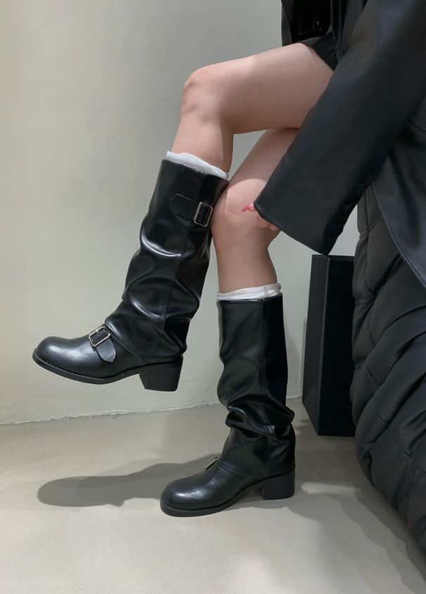 Over-the-Knee For Women With Chunky Heels 2024 Autumn Winter New Women's Long Round Toe Western Riding Boots_vogvips.com