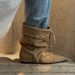 Instant Height Increase Niche Wrinkled Pointed Toe Western Cowboy Short Women Autumn Winter Fashion Mid-Calf Boots_vogvips.com