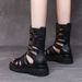 DRKANOL Brand 2026 Open Toe Genuine Leather Back Zipper Wedges Platform Gladiator Sandals Women Summer Cool Boots_vogvips.com