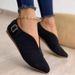 Women’s Shoes Rhinestones V Neck Casual Shoes Fashion Large Size 43 Shoes Flat Shoes Simple Slip On Shoes_vogvips.com
