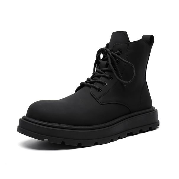 Martin Boots Men's Heightening Retro Boots Commuting High-top Leather Shoes Thick-soled Medium-help Tooling Boots_vogvips.com