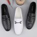 Men's Doudou Shoes Driving Shoes Low-top Foot Cover Embossed Plaid Handmade Large Size Flat Casual Shoes Small Leather_vogvips.com