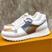 () Color Blocking Sports Shoes For Men, Made Of Genuine Leather, Breathable Mesh, Flat Bottomed Sponge Shoes, Small_vogvips.com