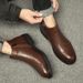 Pointed Retro Chelsea Boots Men's Heightened High-top Leather Shoes Side Zipper Short Boots Medium-top Martin Boots_vogvips.com