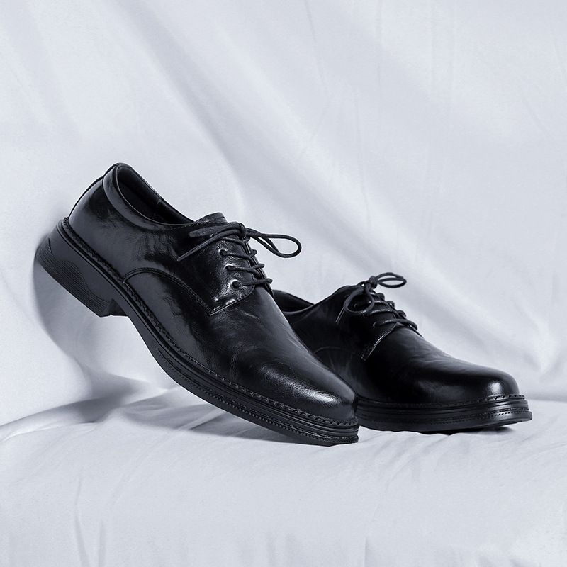 2025 Leather Men's Black Business Formal Wear Summer British Casual High-end Feeling Groom's Suit Shoes_vogvips.com