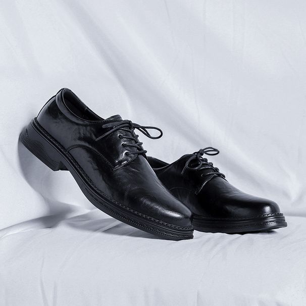 2025 Leather Men's Black Business Formal Wear Summer British Casual High-end Feeling Groom's Suit Shoes_vogvips.com