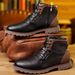 European Warm Series Martin Casual Large Size Zipper Ankle Men's Autumn Winter High-top Shoes Desert Work Boots_vogvips.com