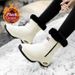 Winter Snow Boots Ladies Platform Tall Boots Flat Bottom Quality Warm Black New Ladies Lace Up Comfortable Leather Womens Boots_vogvips.com