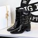 SEVEN BIG TREES Women's Pointed Toe Western Cowboy Boots - Vintage Style Mid-Calf Stacked Boots With Chunky Heel, Retro Riding Boots For Women_vogvips.com