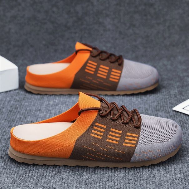 Men’s Lightweight Summer Sneakers Flyknit Mesh Upper PVC Injection Sole Slip-On Design Non-Slip Closed Toe Casual Footwear_vogvips.com