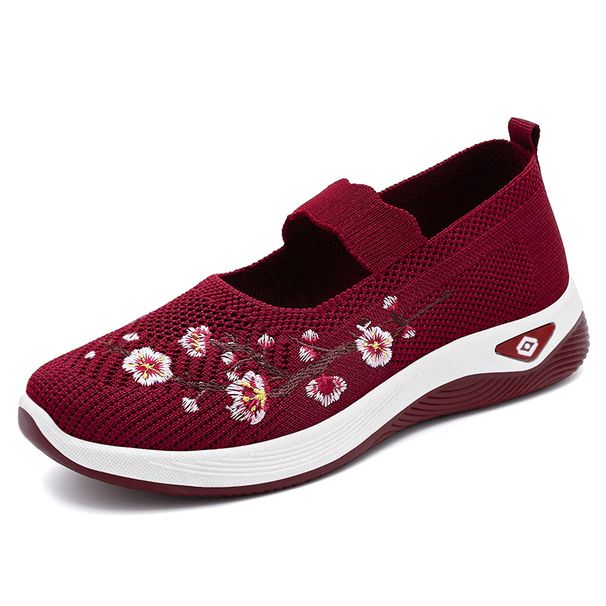 Women's Wide Fit Knit Sneakers - Breathable Mesh Lightweight Slip-On Walking Shoes With Soft Sole For All-Day Comfort_vogvips.com