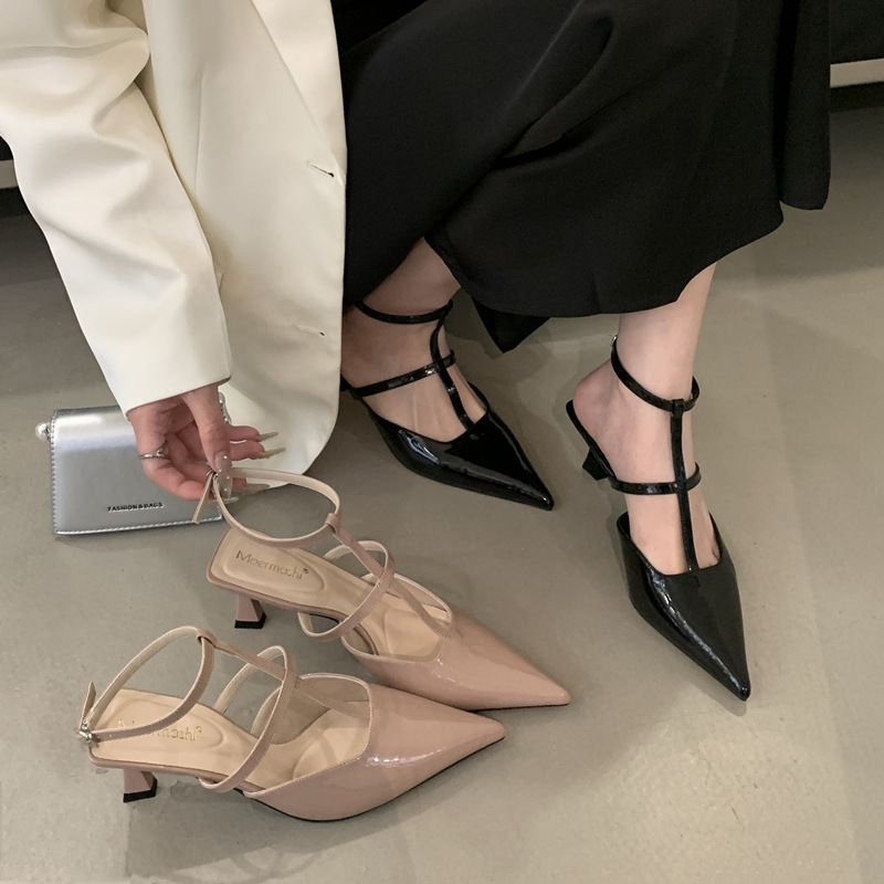 French-tyle Niche High-heeled Paired With Kirt, Andal, 2025 New Ummer Elegant Pointed-toe Nude-colored Ingle_vogvips.com
