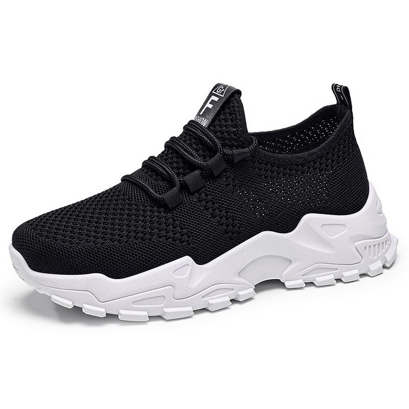 Women's Shoes Large Size Casual Shoes Flying Woven Breathable Single Shoes Thick Sole Heightening Shoes Dad Shoes_vogvips.com