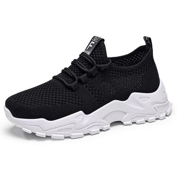 Women's Shoes Large Size Casual Shoes Flying Woven Breathable Single Shoes Thick Sole Heightening Shoes Dad Shoes_vogvips.com