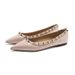 French Style Rivet Pointed Toe For Women 2025 Spring Summer New Elegant Patent Leather Soft Sole Flat Shallow Mouth Boat_vogvips.com