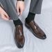 Euro Step Men's Brogue Leather Business Formal Casual Autumn Breathable Carved Oxford Wedding Pointed Derby Shoes_vogvips.com