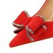 828-H30 Korean Fashion Spring And Autumn New High Thick Heels, Suede, Shallow Mouth, Pointed Bow, Single Shoes For Women_vogvips.com