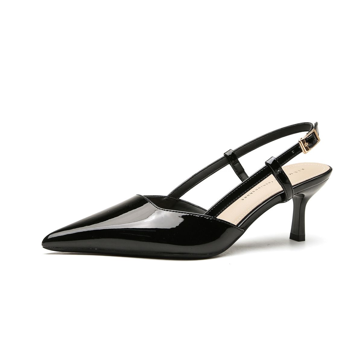 Qianluhui Classic Simple Fashion Patent Leather High Heels With Thin Heel, Pointed Toe, Buckle Women's Shoes, New Summer_vogvips.com