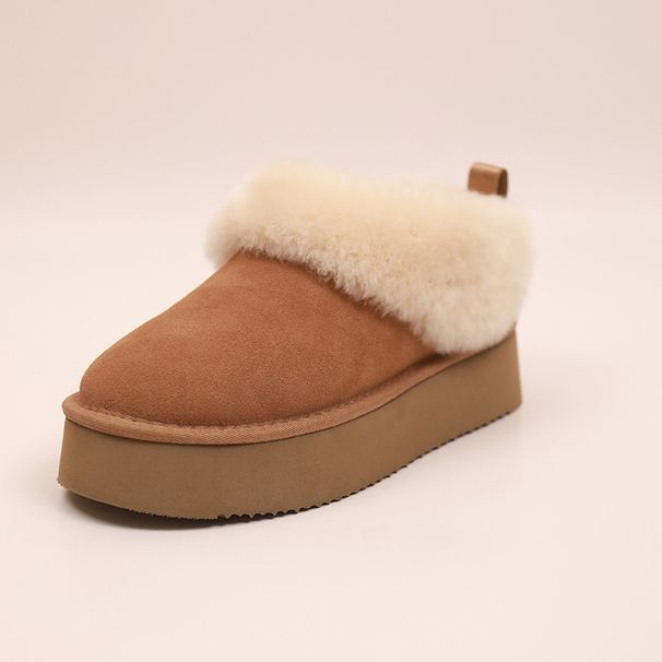 Thick-Soled Tatzler Women's Henan Sangpo Slip-On Low-Cut Furry Cotton Shoes Fashion Sheepskin Snow Boots_vogvips.com