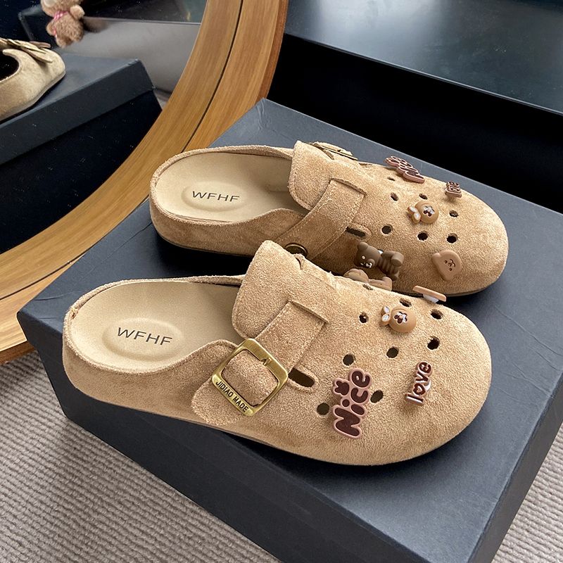 New Soft Insole With Arch Support Shoes Outdoor Beach Suede Clogs Slippers Women Sandals_vogvips.com