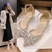 Crystal French Main Dress High Heels 2025 New Wedding Bridesmaid Shoes Women Two-Way Wear Silver Comfortable_vogvips.com