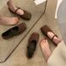 Soft-soled French Flat-soled Mary Jane Shoes Retro Square Head Shallow Mouth Single Shoes With Skirt Evening Shoes_vogvips.com