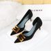 6168-2 Sexy Nightclub Slim Shallow Notched Pointed Side Hollow Square Button Single Shoe High Heel Shoes_vogvips.com