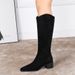 578-7 European And American Style Banquet Suede, Medium Chunky Heel, Fashionable, Simple, Versatile Women's High Boots,_vogvips.com